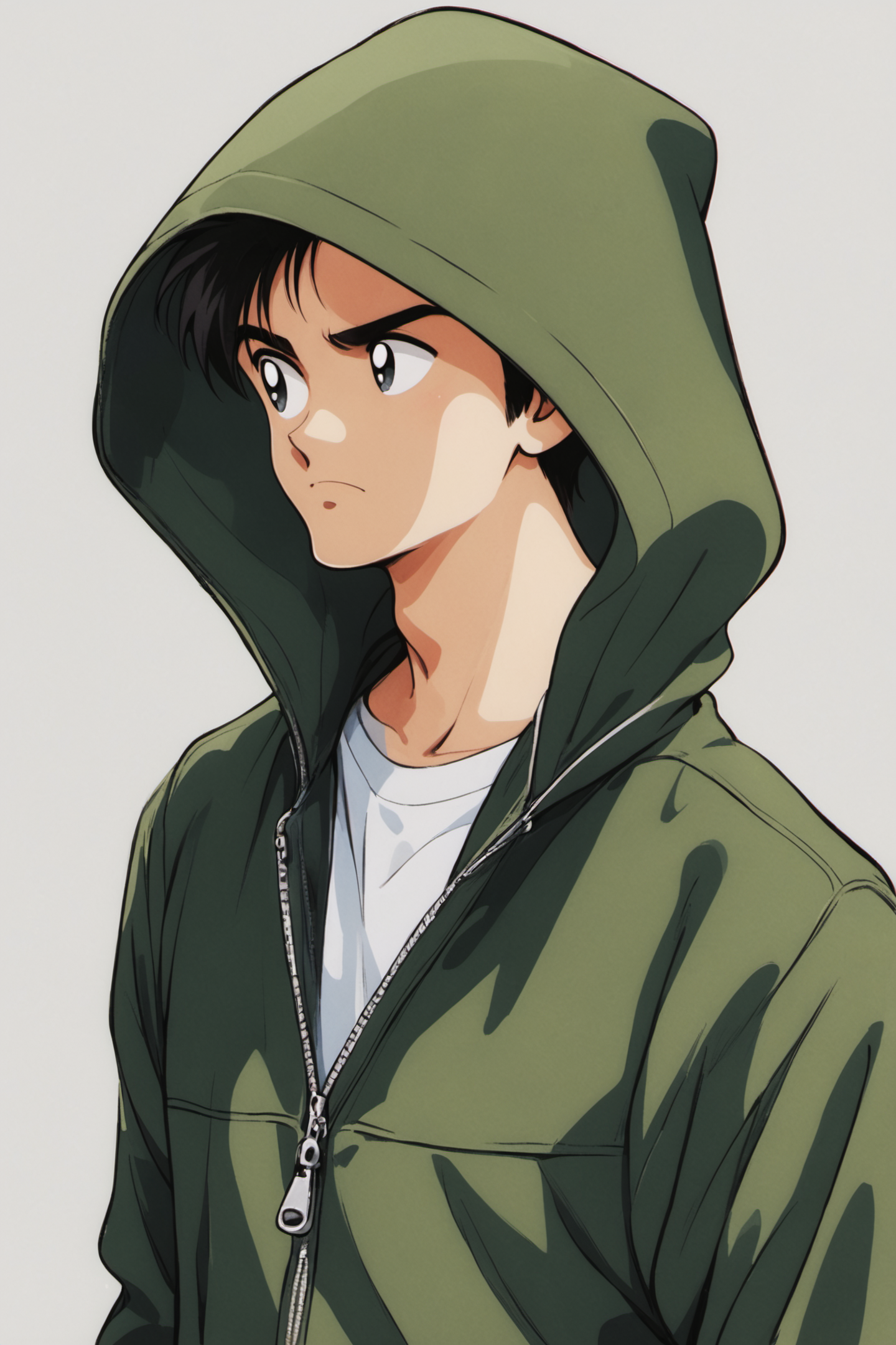28258-169541620-male focus, solo, 1boy, black hair, hood, upper body, simple background, white background, hood down, hoodie, black eyes, closed.png